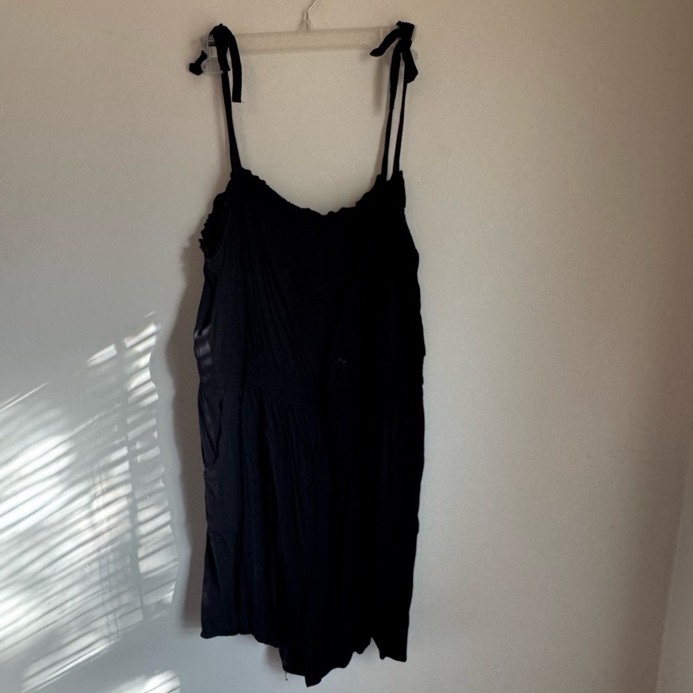 Black Sleeveless Romper with Tie Straps